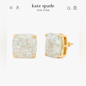 Kate Spade Small Square Studs Opal Glitter